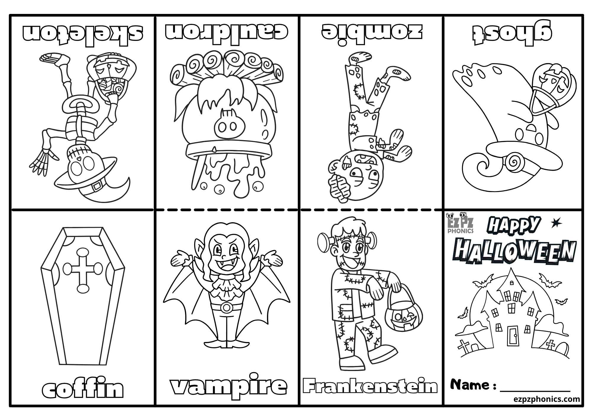 Happy Halloween Mini Coloring Book Free Printable PDF Download Number 2